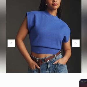 Anthropologie Blue Sleeveless Crop Muscle Tee